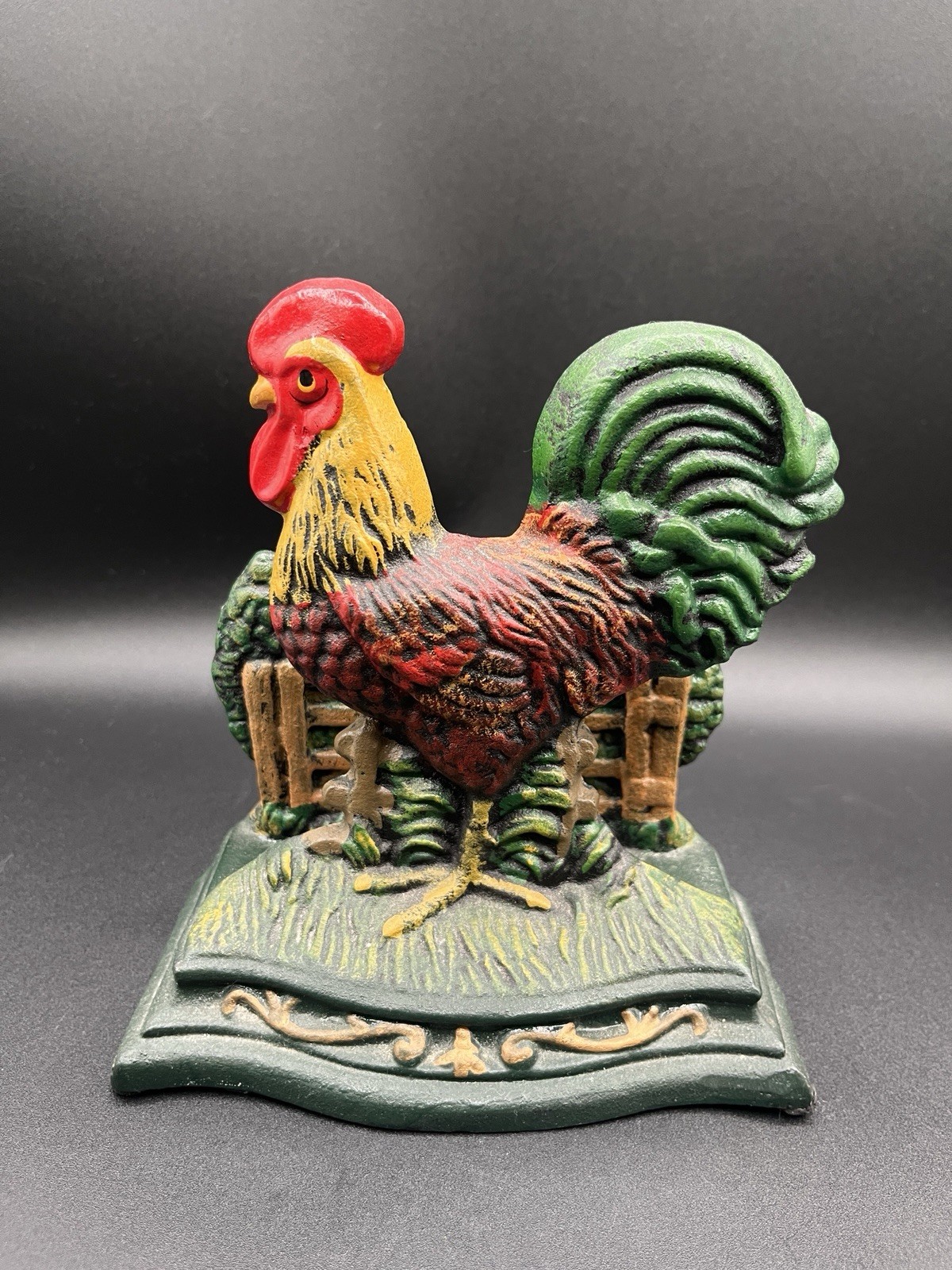 Cast Iron Rooster Rustic Farmhouse Kitchen Décor Napkin Letter Holder Doorstop