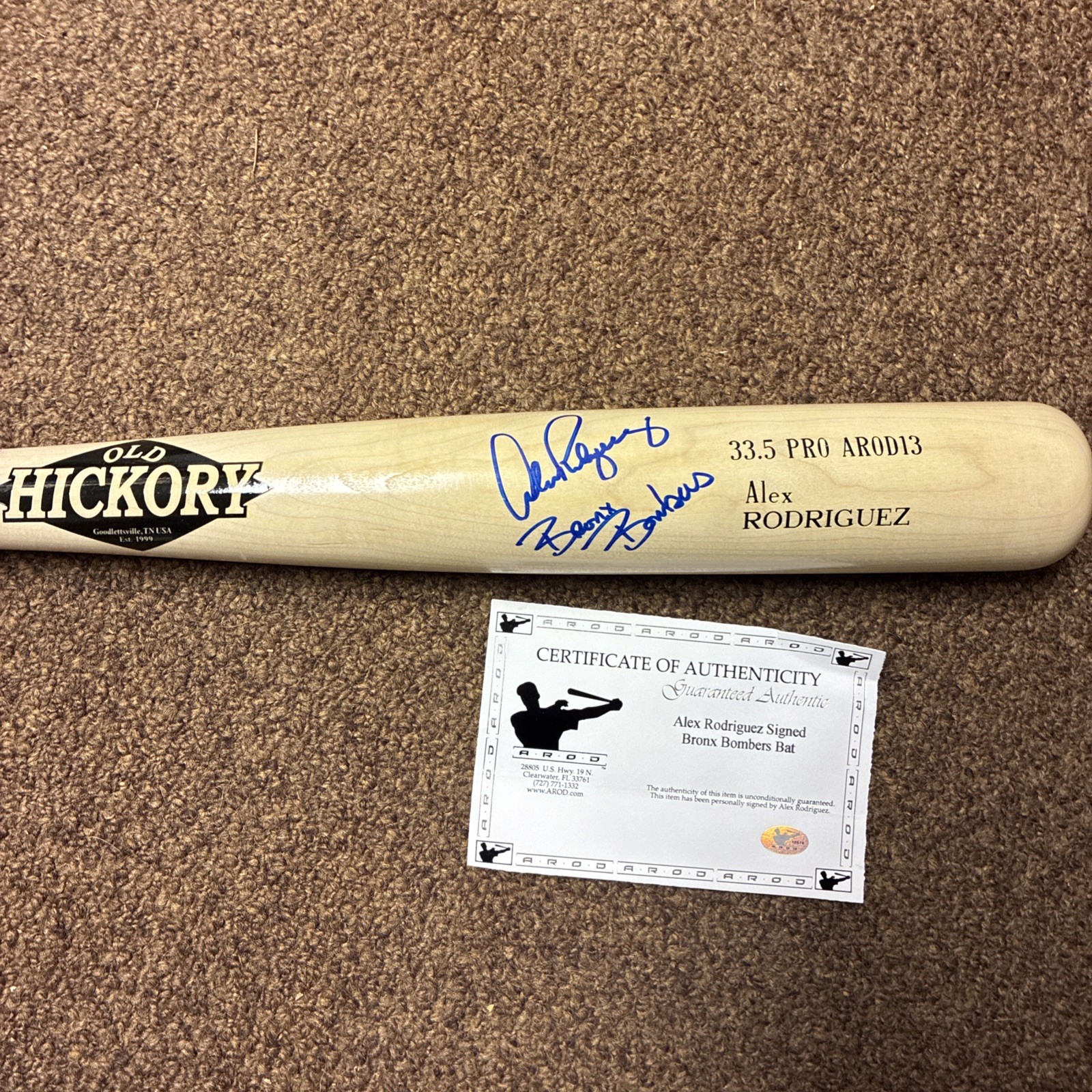 Alex Rodriguez Autographed Signed w/inscription “Bronx Bombers” Bat