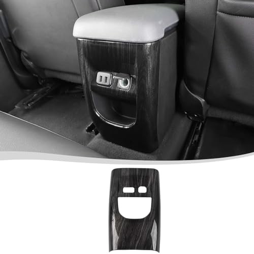  for Chevy Colorado 2014-2022 Center Armrest Box Charging Port Panel Black Wood