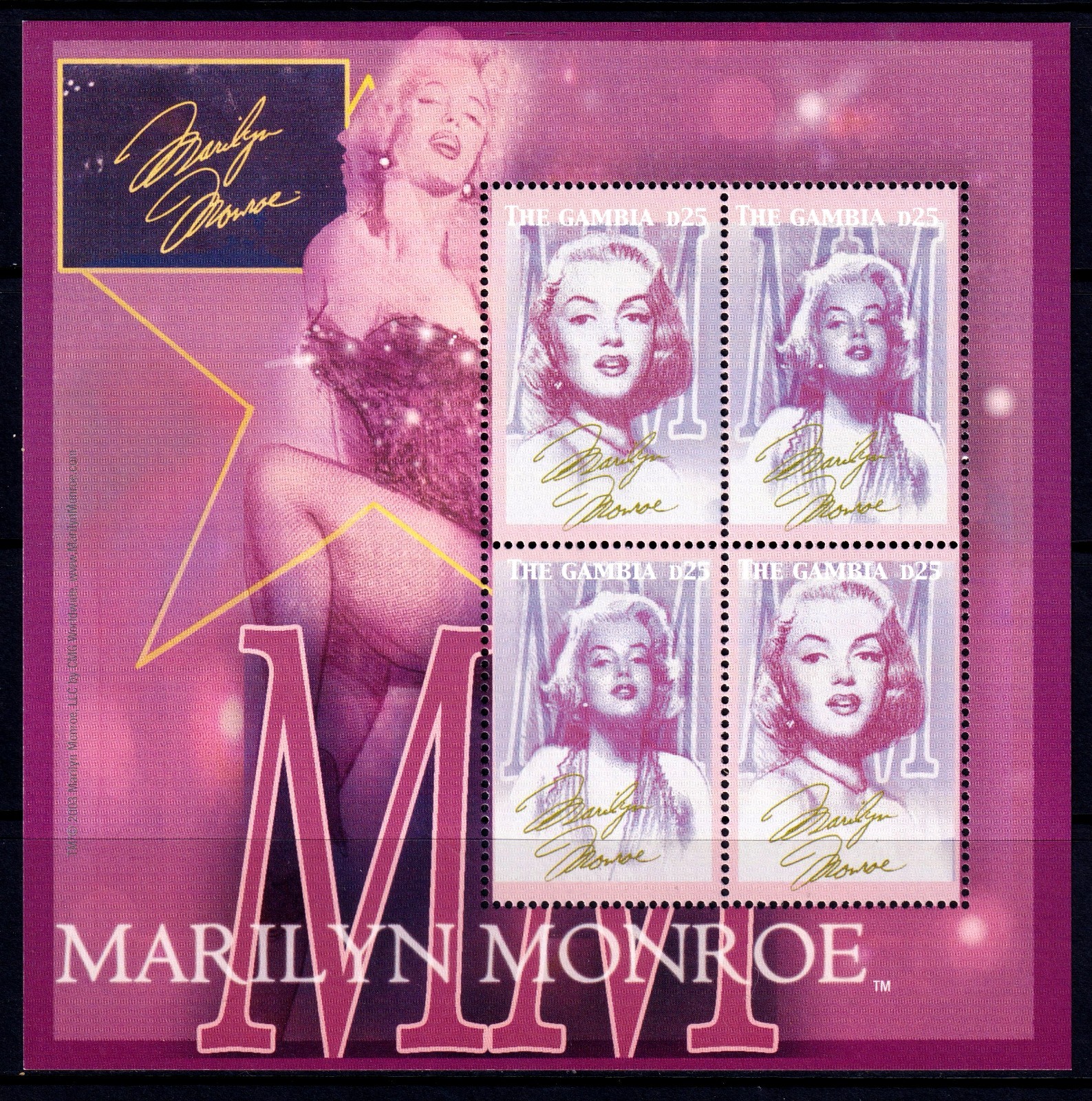 Gambia 2004 Marilyn Monroe Mint MNH Miniature Sheet SC 2846