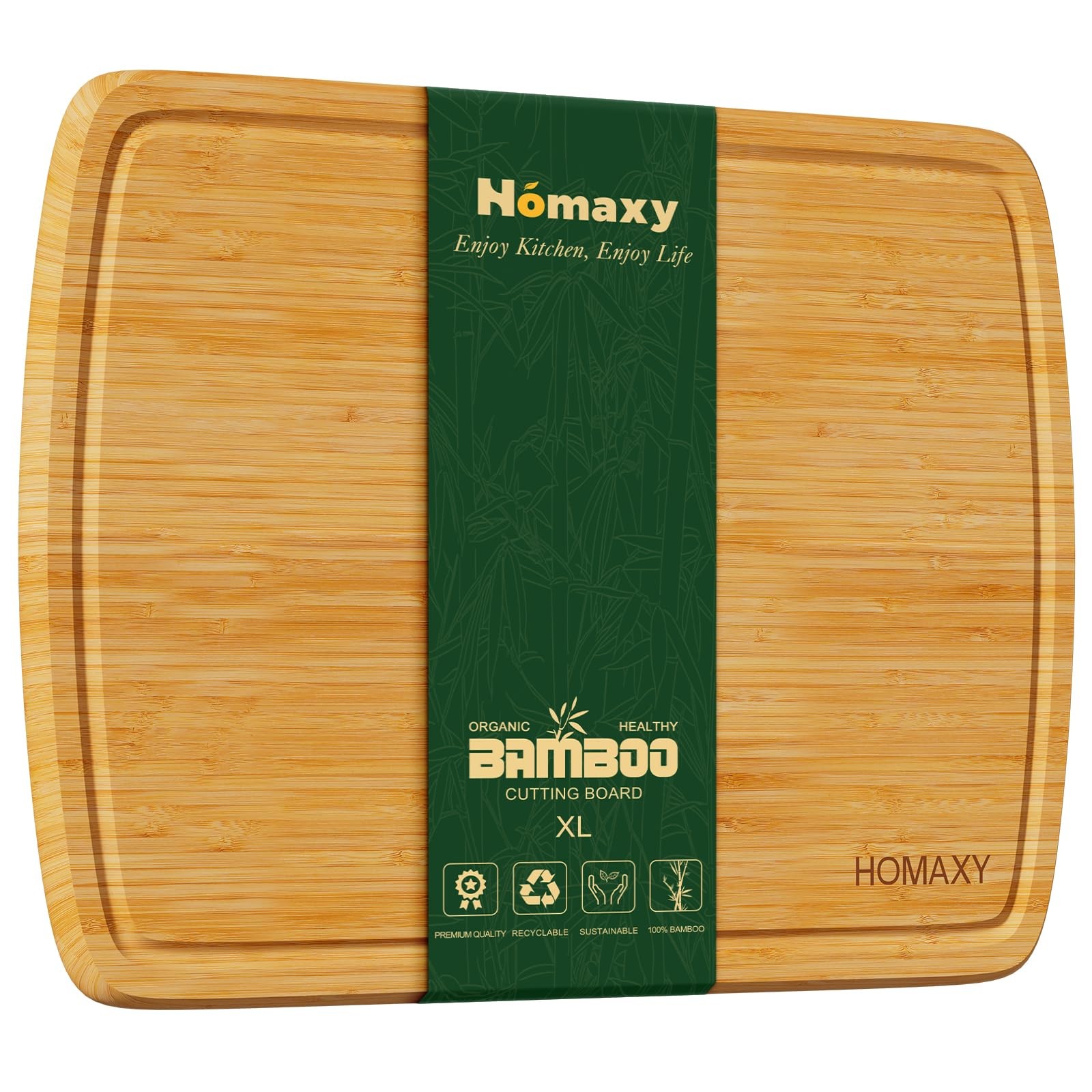 Homaxy Extra Large Bamboo Cutting Boards for Kitchen, 18x12.5" Wood XL Cuttin...