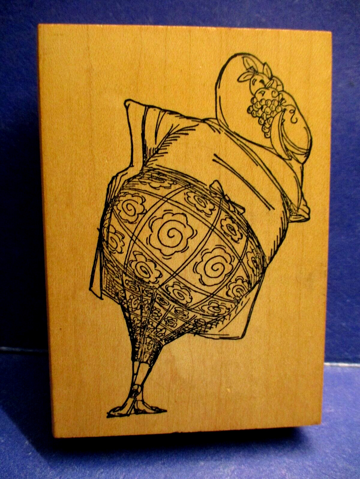 ART IMPRESSIONS FUNNY DRESSED UP OLD LADY RUBBER STAMP WOOD MTD 