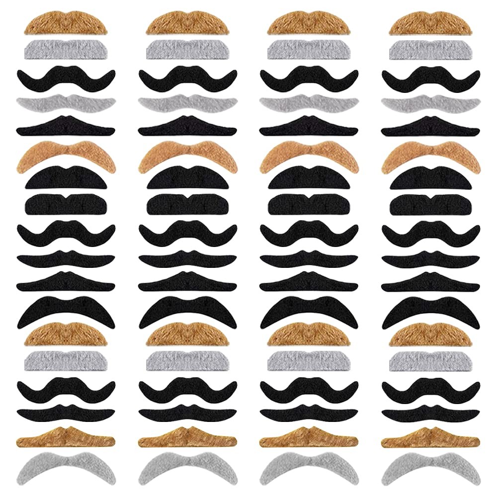 Ysanciuu 72 Pieces Novelty Fake Mustaches,Self 3*0.95icnh, 72 Multicolored 