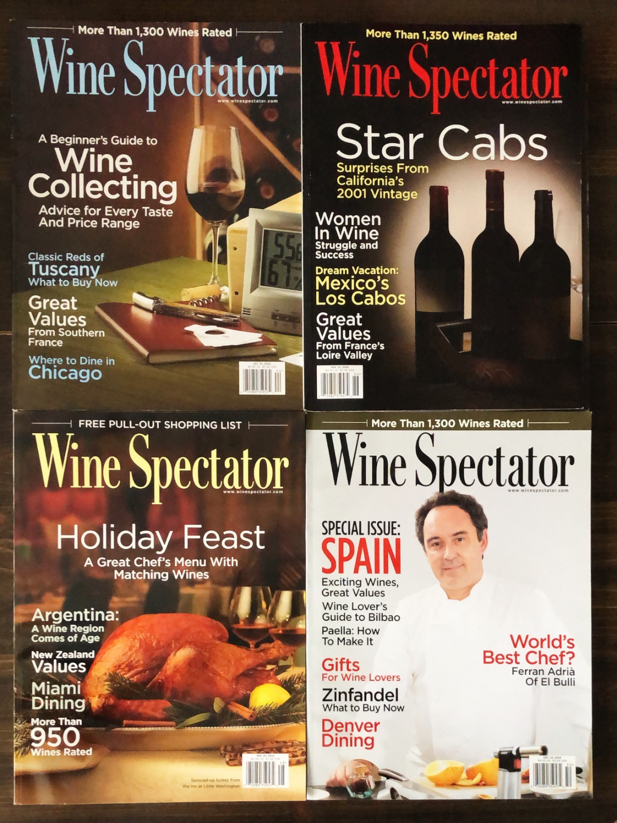 2004  Wine Spectator Magazine - Lot of 5, Oct 31, Nov 15, Nov 30, Dec 15, Dec 31