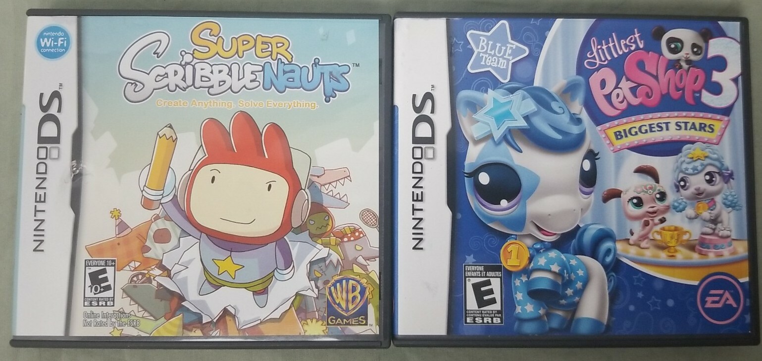 Nintendo DS Game Lot - Super Scribblenauts & Littlest Pet Shop 3: Biggest Stars