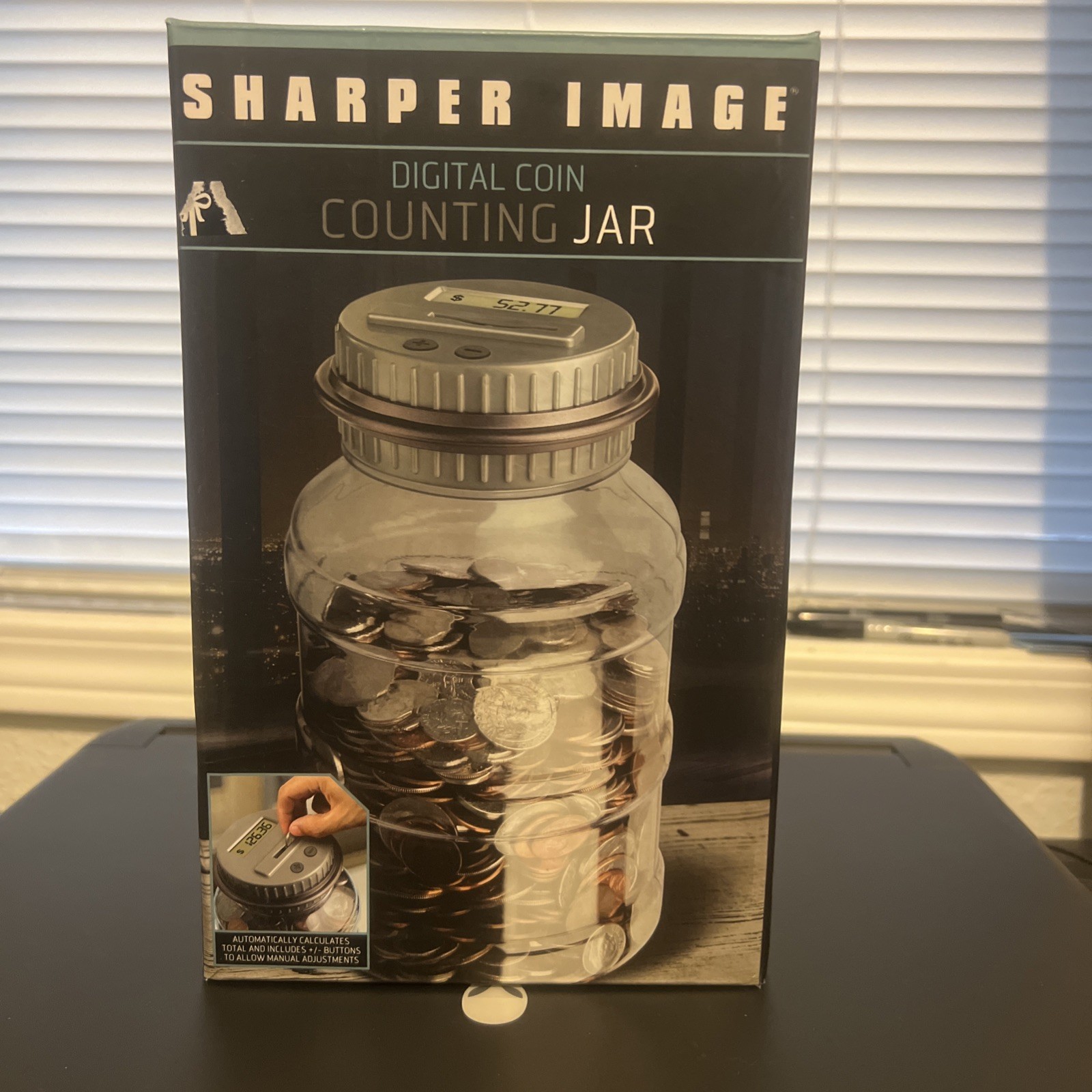 Sharper Image 2017 Digital Coin Counting Jar Piggy Bank New In Box