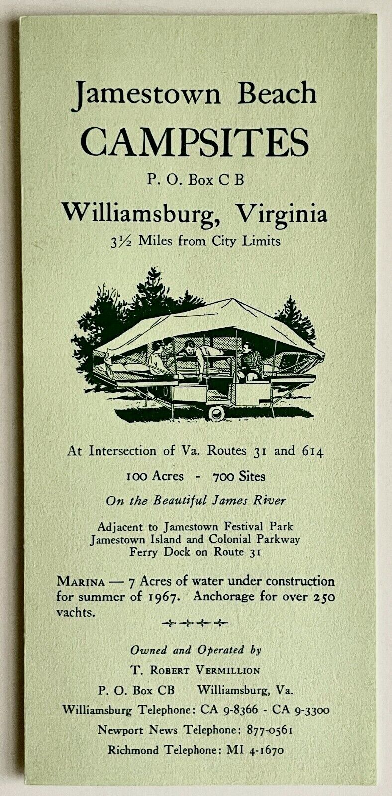 1960s Jamestown Beach Campsites Vintage Travel Brochure Williamsburg Virginia 