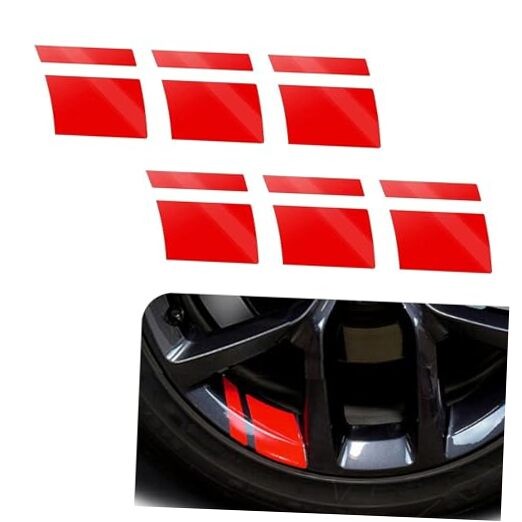 Pack-6 Car Wheel Rim Decal, Stripe Reflective Stickers, 18"-21" 6 PCS Red