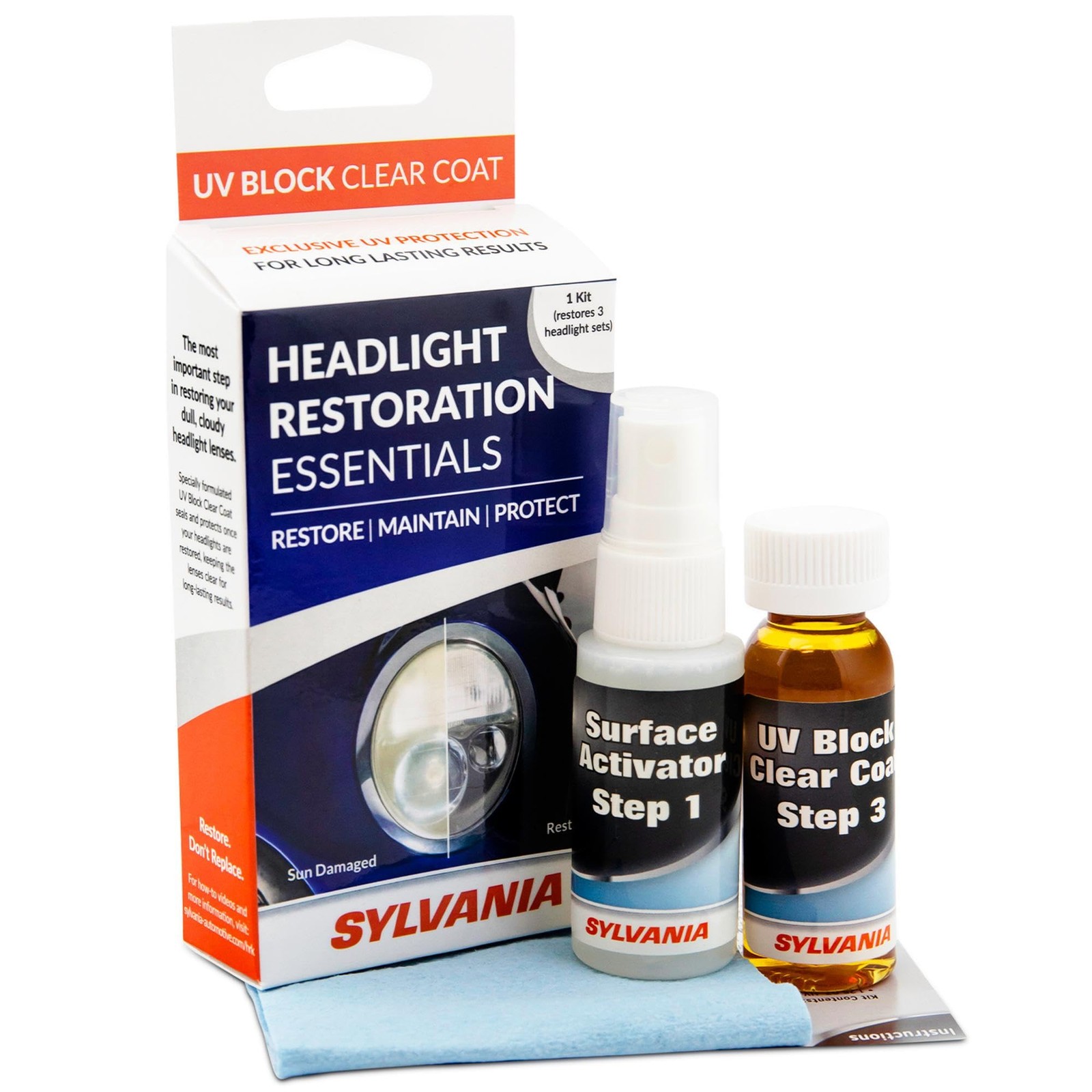 SYLVANIA - Headlight Restoration Essentials Kit - UV Block Clear 1 fl. oz 