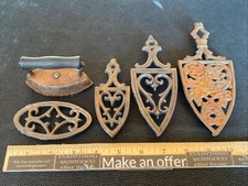 Antique Miniature Cast Iron Child Kid Small Dollhouse Toy Sad Iron Trivet Lot