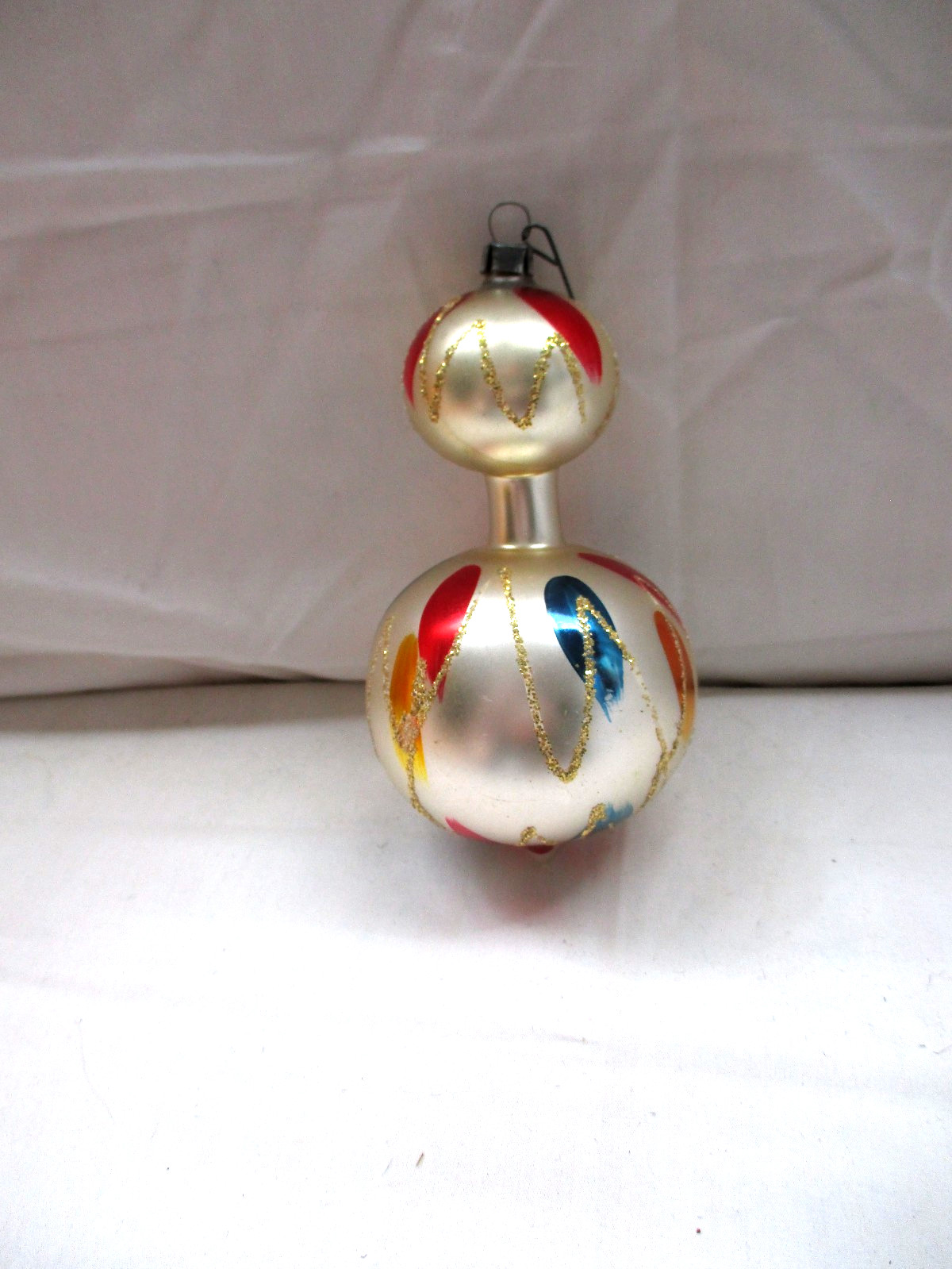 Vintage 4" German Christmas Double Tier Glass Ball Ornaments