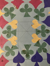 tres beau Collage 1950 Joueur De Cartes Carte Trèfle Carreau Cœur A Identifier