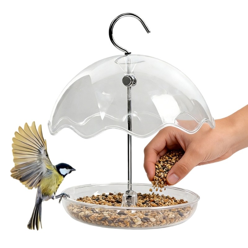 Outdoor Bird Feeder Clear Plastic Bird Feeder Drinking Container For Patios