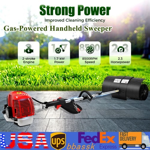 Heavy Duty 2.3HP Power Sweeper 52cc Handheld Gas Powered Broom Snow Dirt Walkway