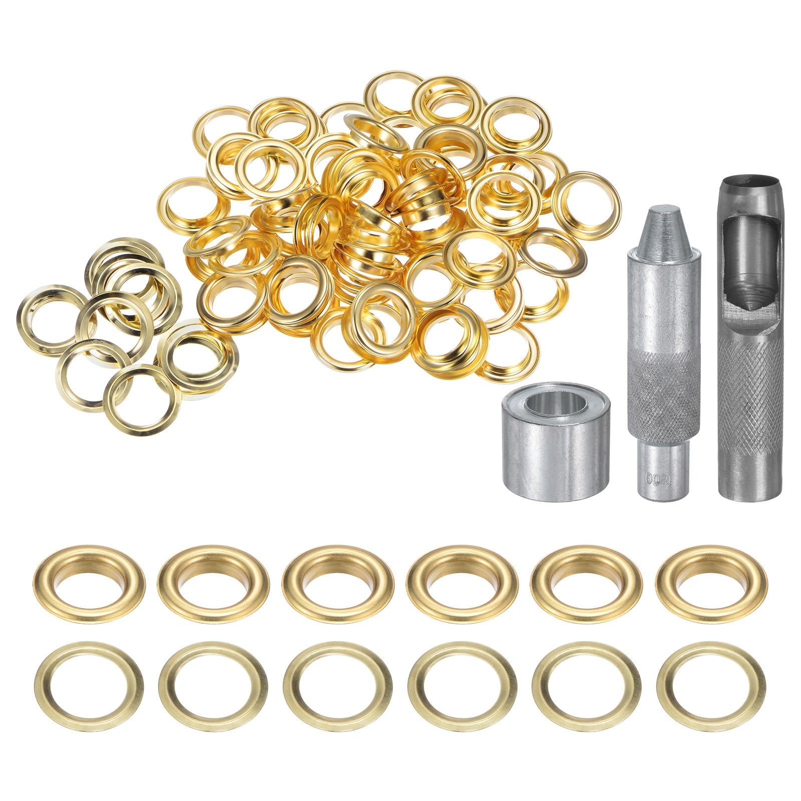 HARFINGTON 100pcs 18mm Copper Grommet Eyelet Kit w/ Hole Punch Tool