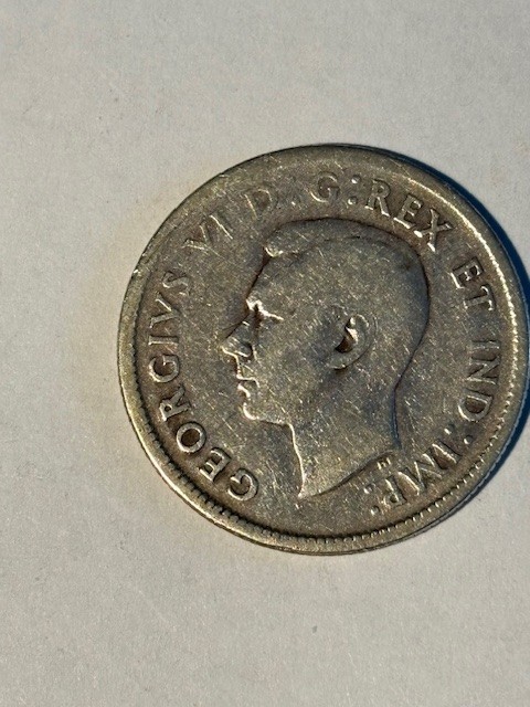 1938 CANADIAN 25 CENT QUARTER -80% silver content - You receive this coin