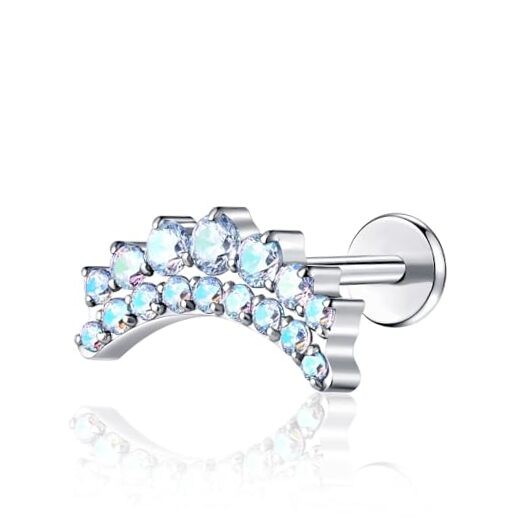 BelezaDosas G23 Titanium Labret Studs Threadless Push-in Labret CZ Press Fit 