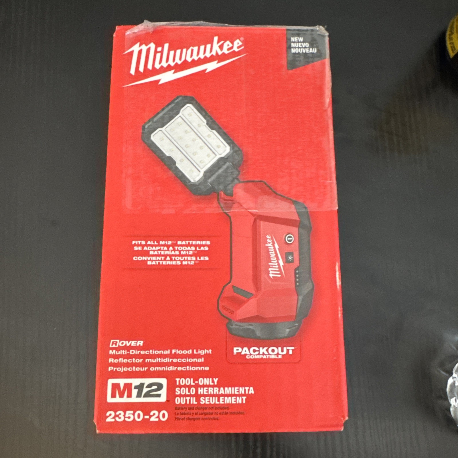 Milwaukee 2350-20 M12 LED Flood Light 1200 Lumens 12V PACKOUT light Tool Only