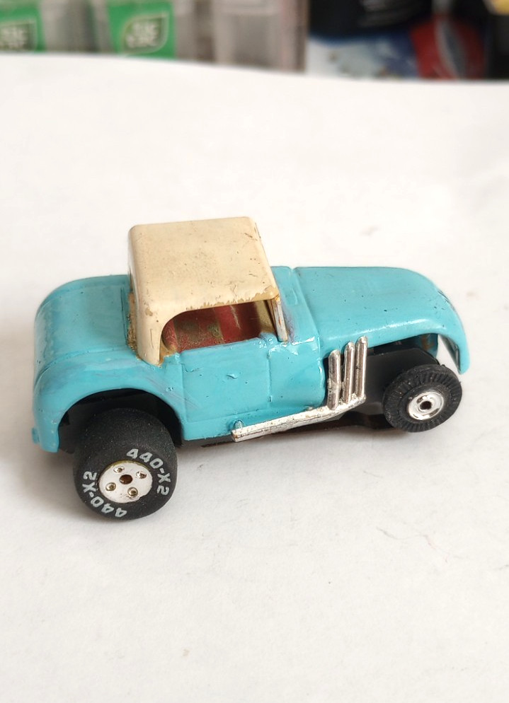 H-O Tjet Aurora- Slot Car desirable, customized Baby Blue Hot Rod