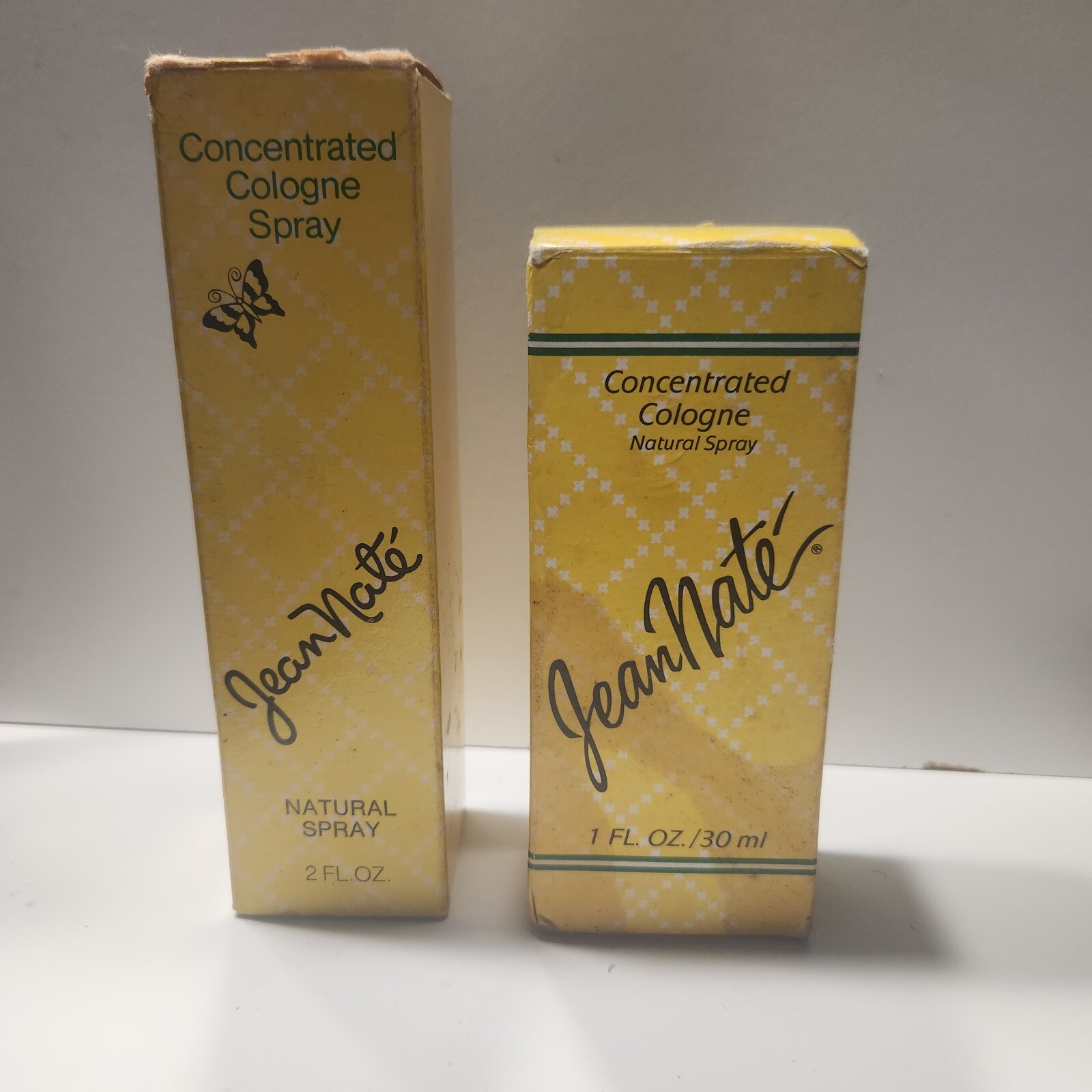 Lot of 2 Vintage Jean Nate Concentrated Eau De Cologne Natural Spray 1oz + 2oz