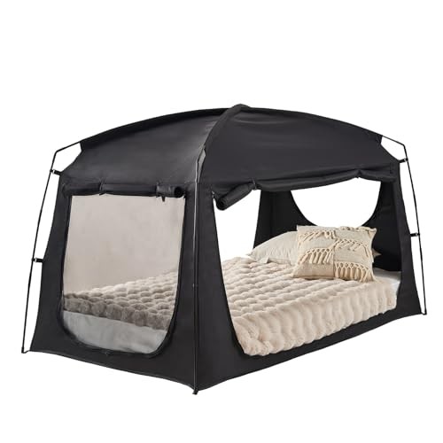 Privacy Sleep Indoor Bed Tent for Adults Kids, Portableout 90% Twin Black