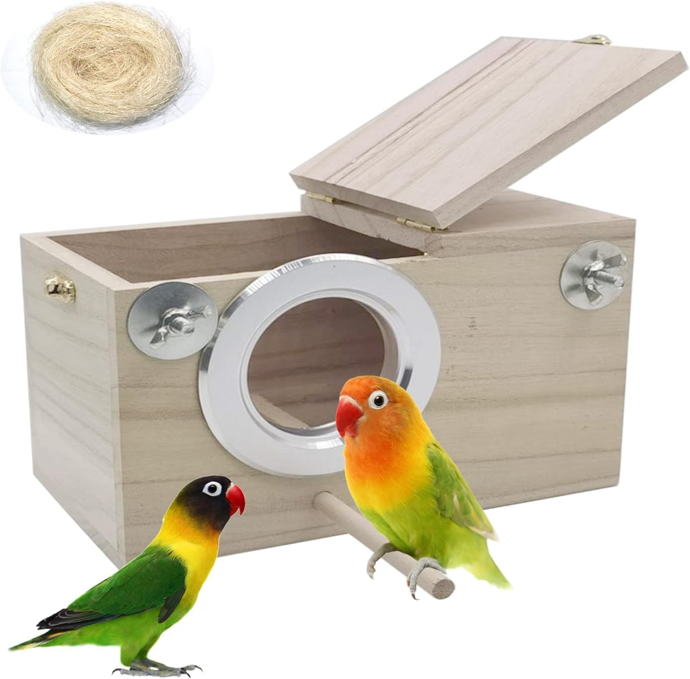 Parakeet Nesting Box Bird House Wood Breeding Box Parrots Mating Box Lovebirds