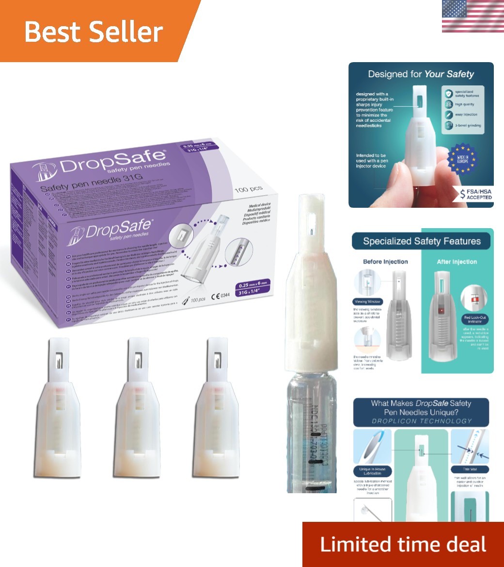 100 ct Sterile Pen Needles 31G x 6mm with Safety Shield - Precision & Comfort