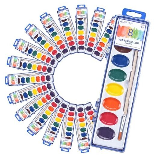8 Colors Watercolor Paint Set for Kids, 24 Pack Washable 8 Colors (Pack of 24)