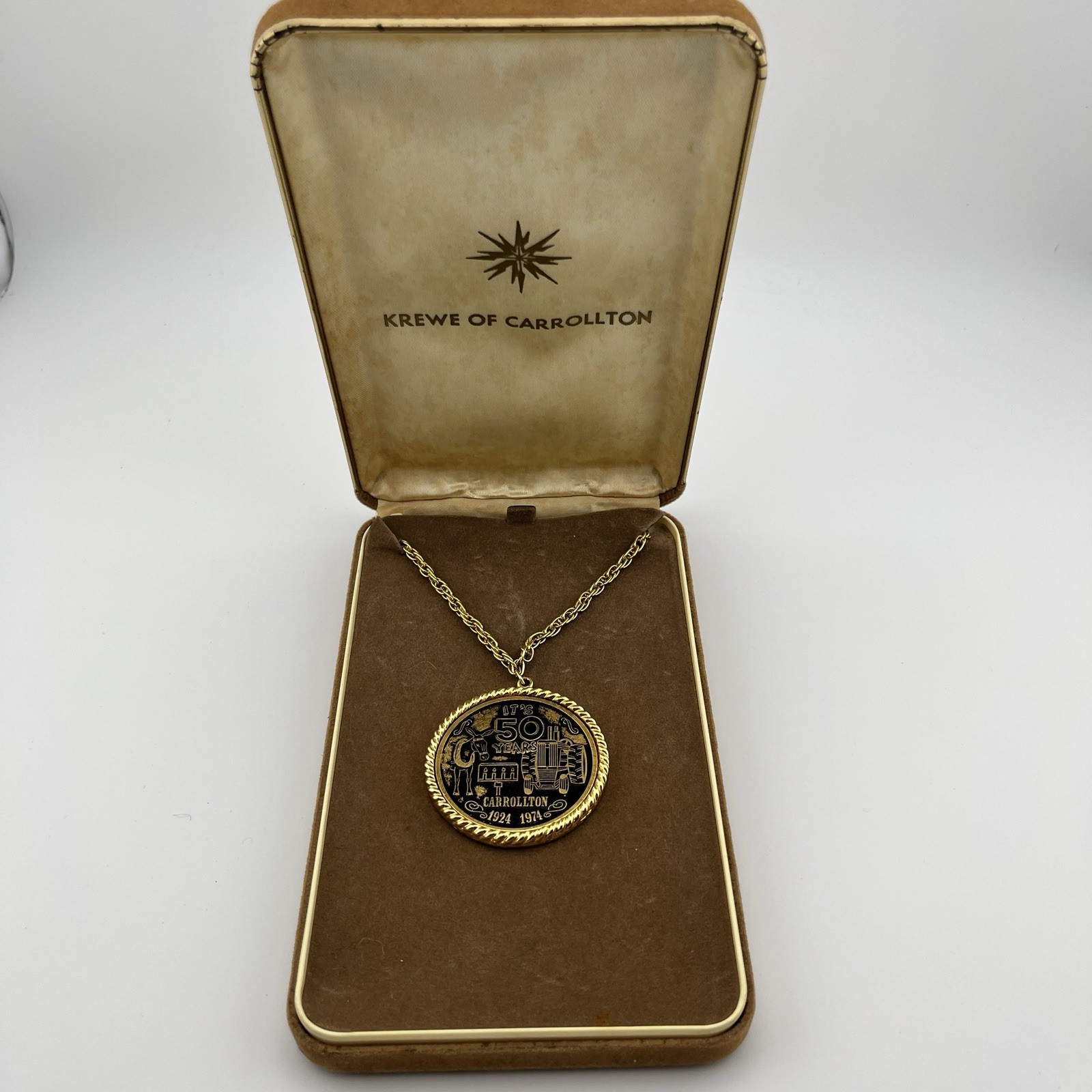 1974 Krewe Of Carrollton Mardi Gras Doubloon Pendant New Orleans NOLA 50 Year