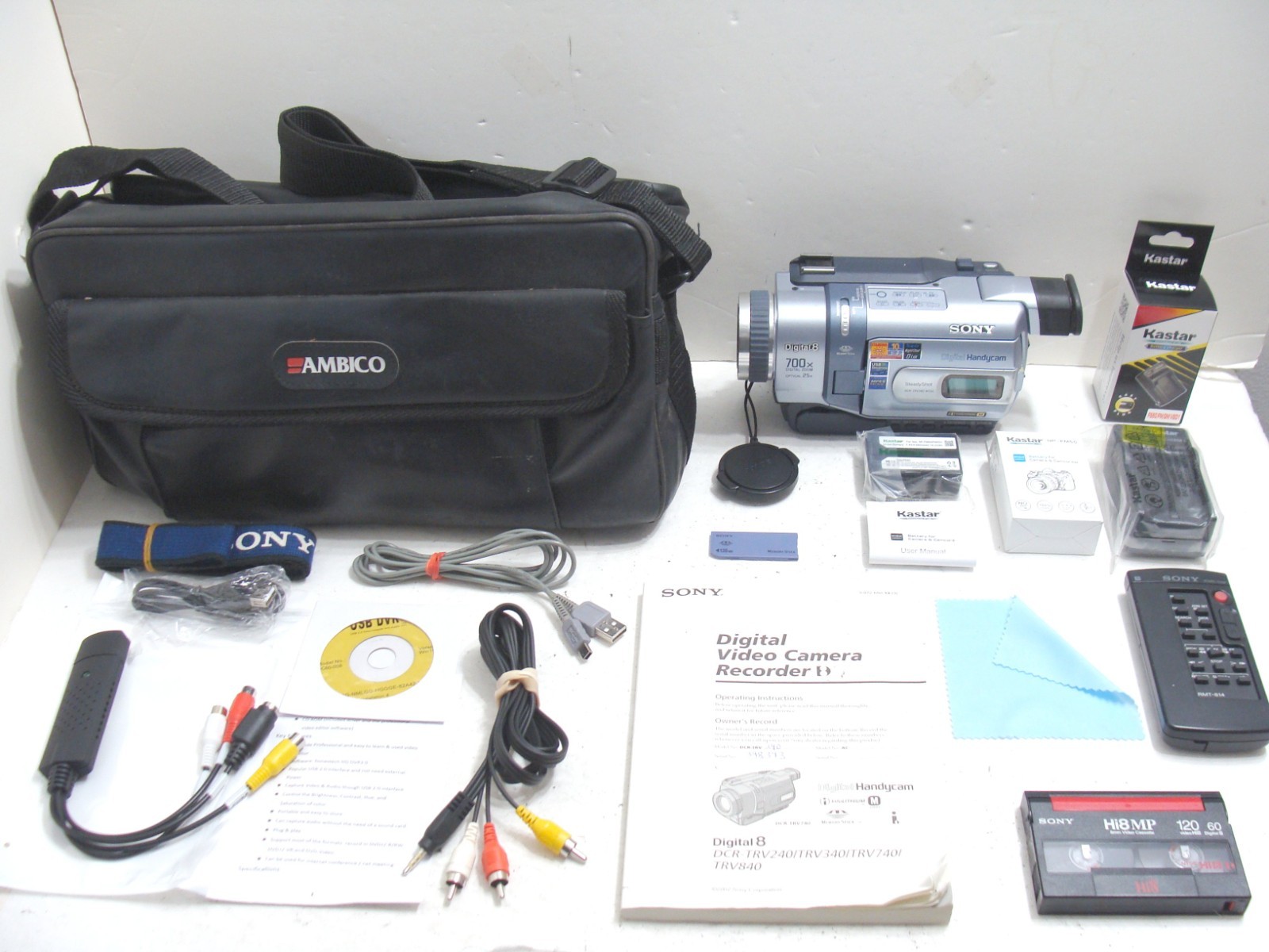 Sony DCR-TRV340 Digital8 Hybrid Camcorder Nightshot USB Streaming + Transfer Kit