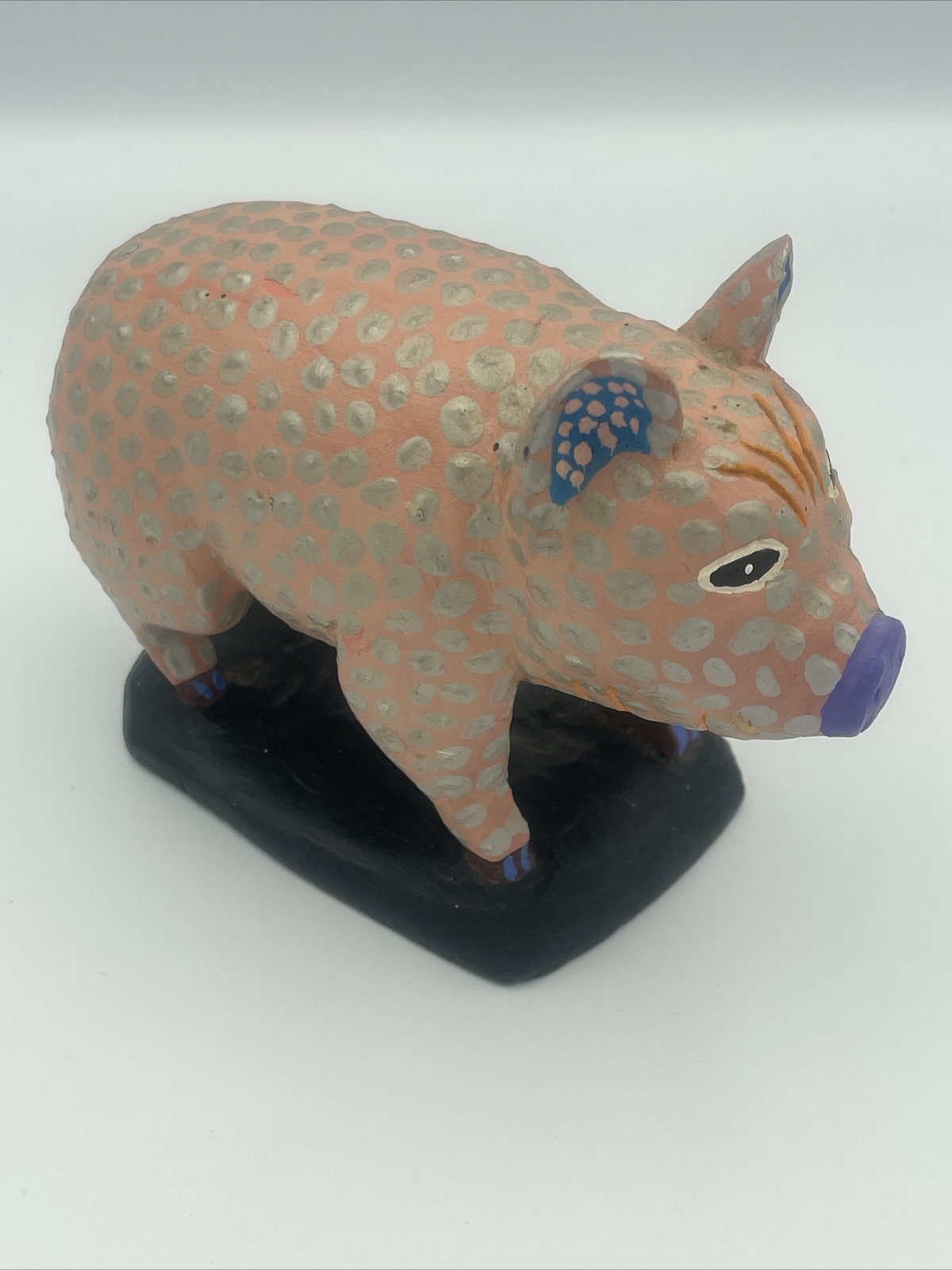 Wood Carvings Folk Art Animal Pig Farm Signed F Palmer