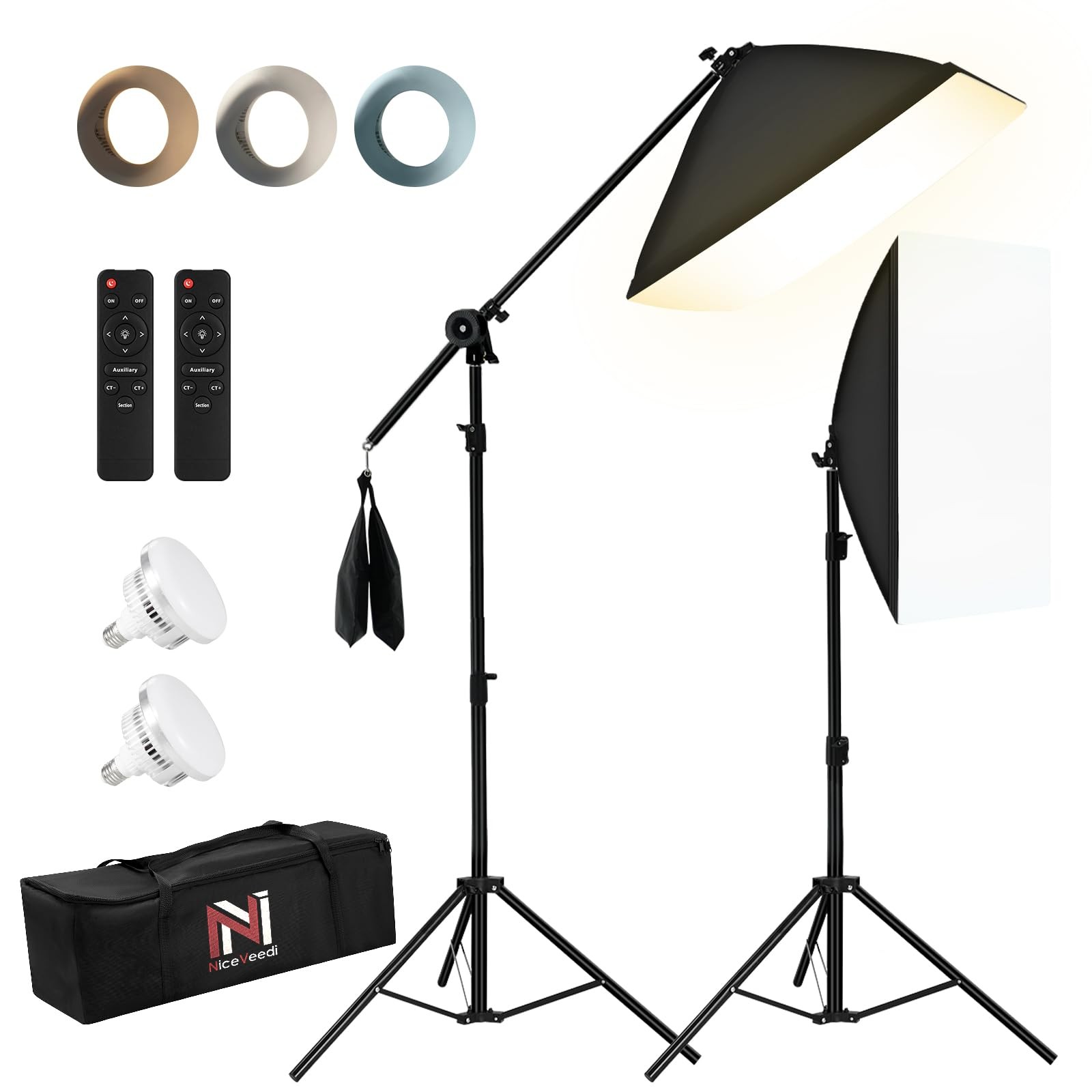 85W Photography Lighting, 2-Pack 20'' x 28'' Professional Softbox Lighting Ki...