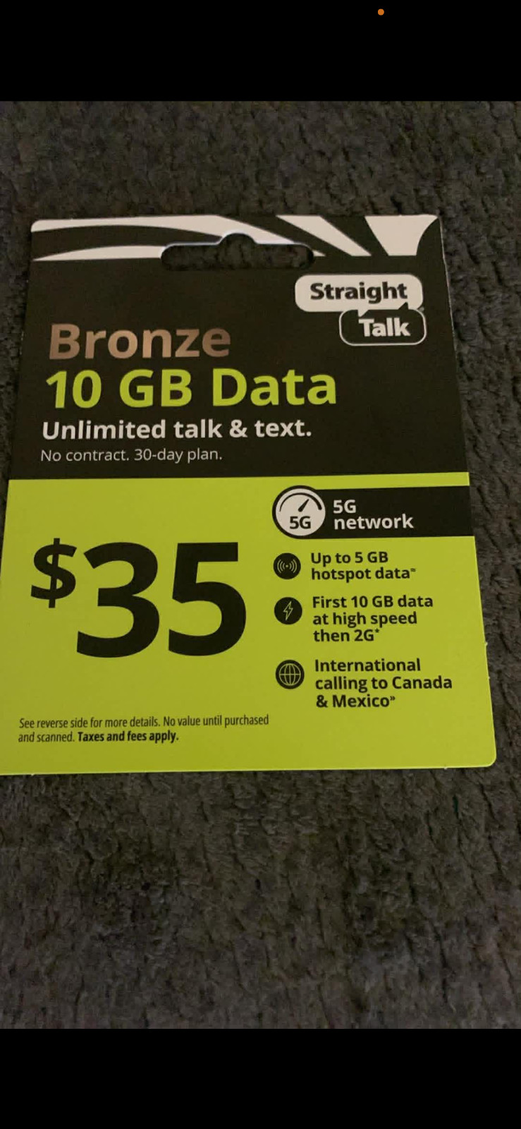 Straight Talk Rob 35 Refill Card Talk Text Unlimited 30 Day Top Up NOW Plan Data