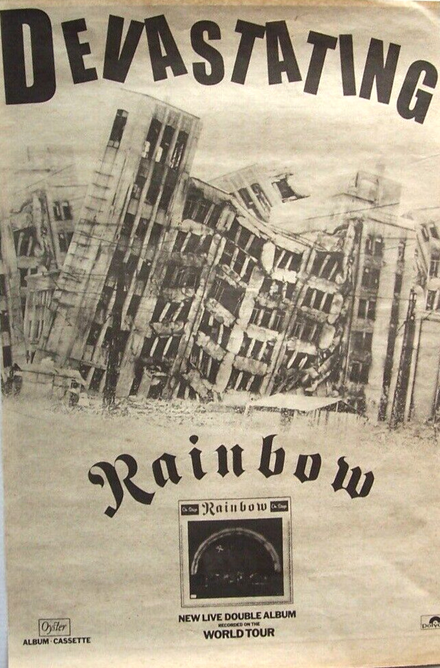 RAINBOW 1977 UK POSTER ADVERT ON STAGE Deep Purple RITCHIE BLACKMORE Devastating