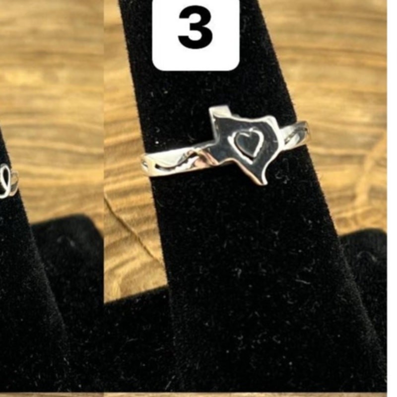 Sterling Silver Artisan Texas State Heart Band Ring Sz 11