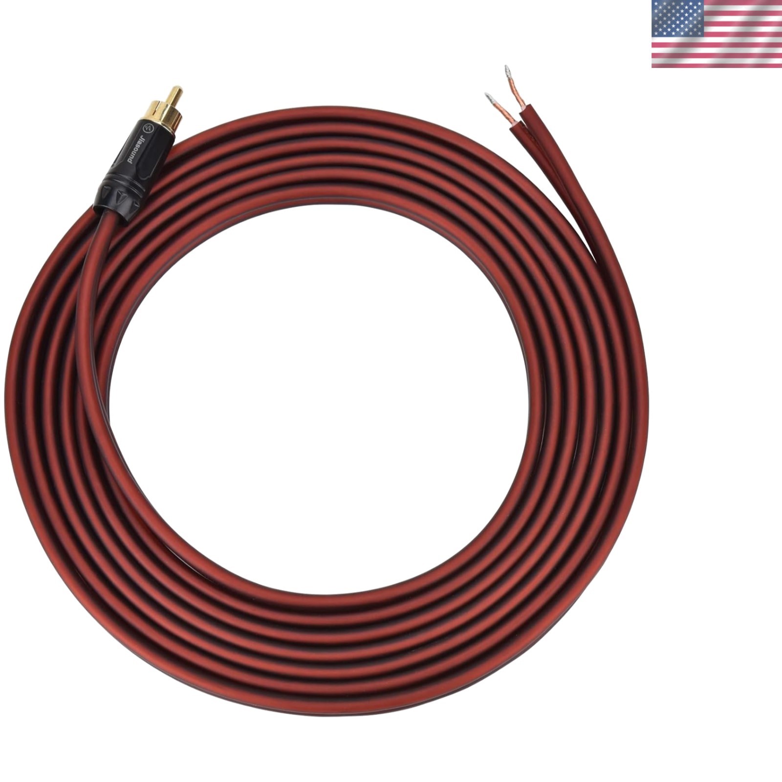 Gold-Plated RCA to Bare Wire Speaker Cable - 14AWG OFC Copper Audio Cable for...