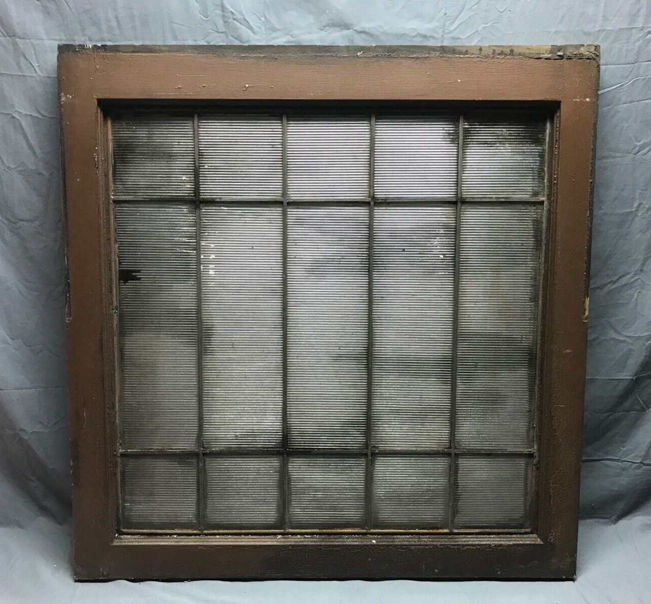 Antique VTG leaded Textured Glass Door Top 12x60 Transom Window Old 497-26B