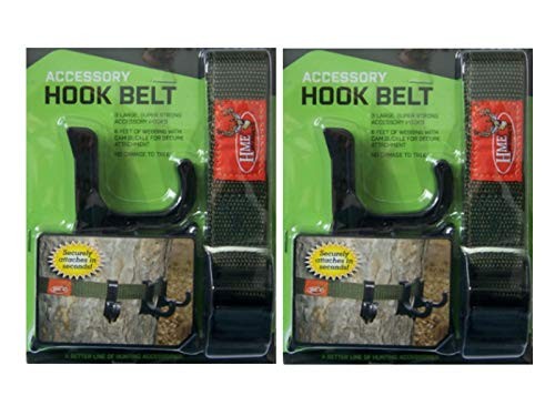 2X Accessory Belt Treestand Gear Hanger with 3 Large Hooks for Hunting Green 