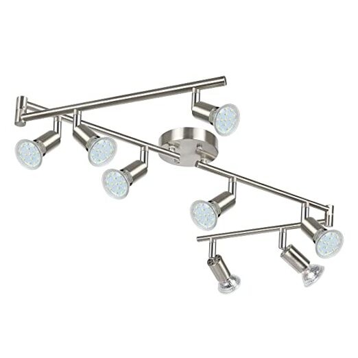  LED Track Lighting Kit, 54.13'' 8 Way Ceiling Spot 8 Light Matt Nickel
