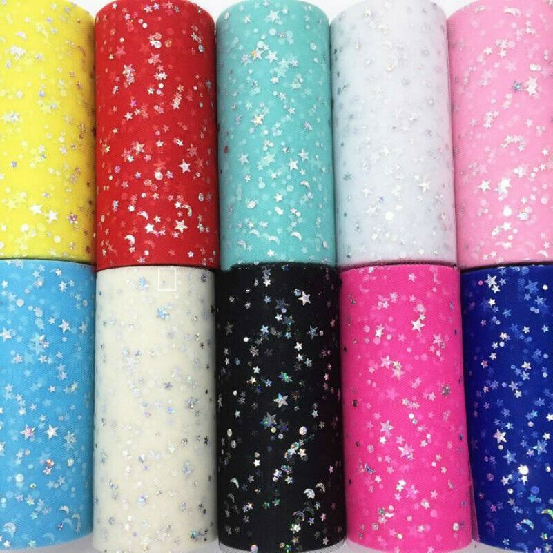 25 Yard Net Mesh Tulle Sparkle Fabric DIY 15cm6" Fairy Costume Wedding Decor Red