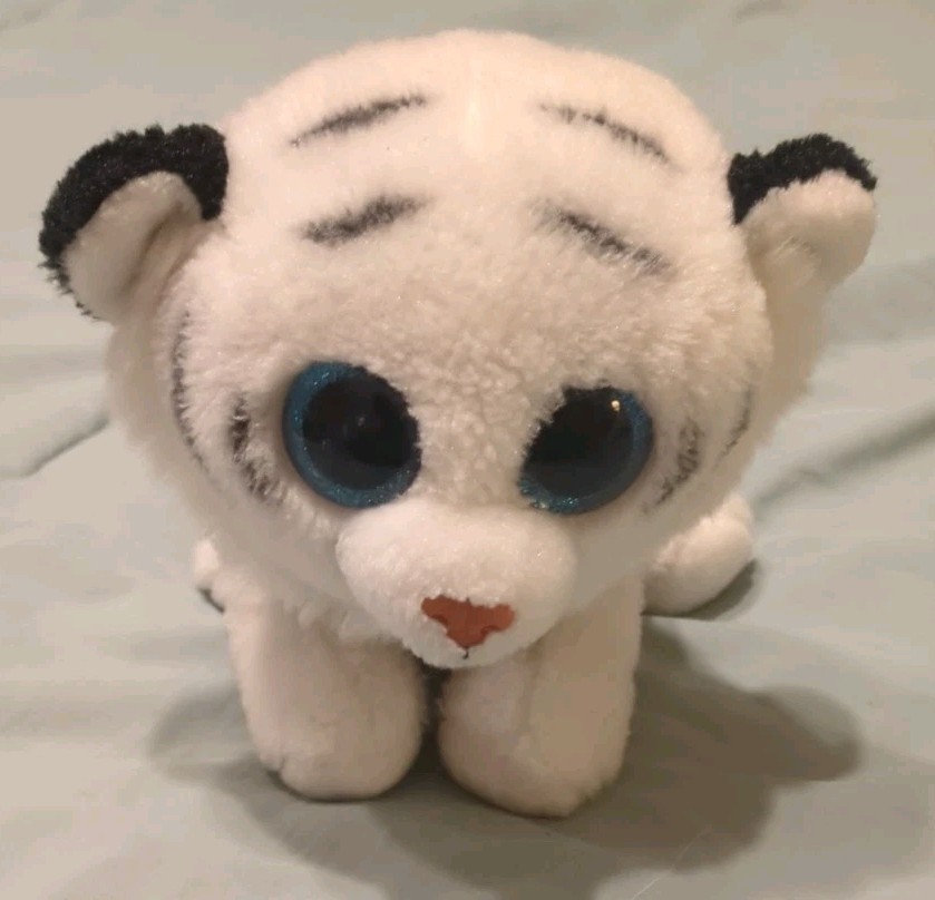 Ty Beanie Boo TUNDRA Beanie Baby White Tiger Plush Stuffed Animal No Ear Tag 