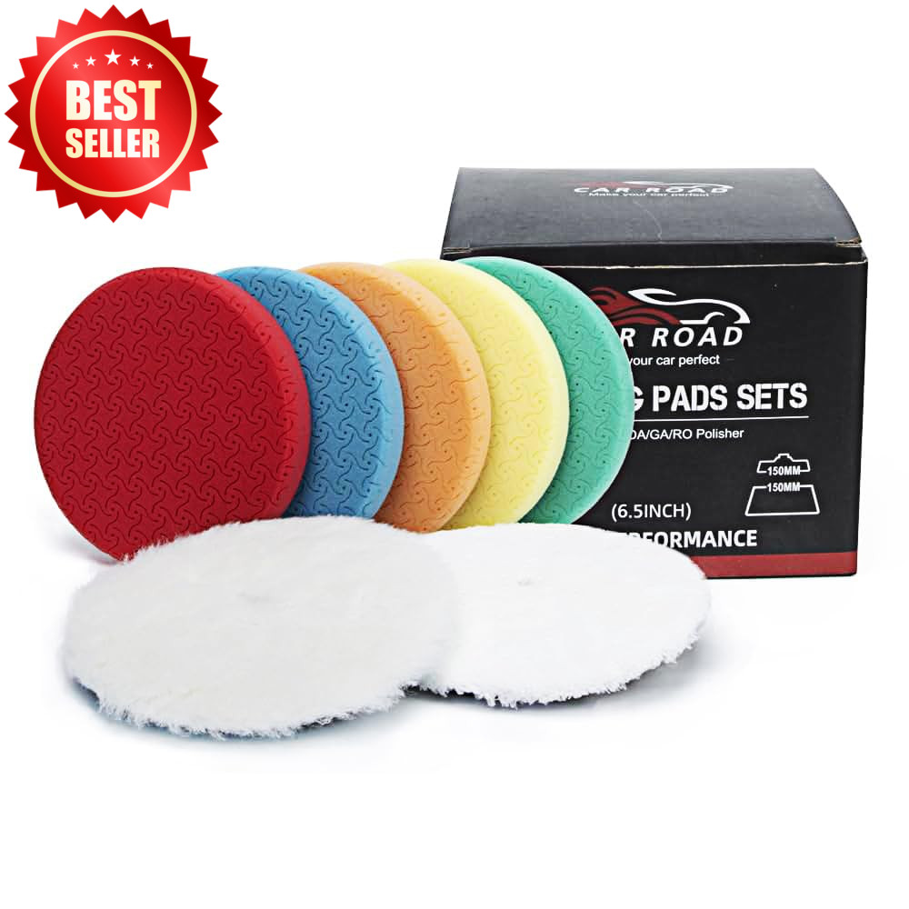 7 PC 6.5" Buffing Pads Kit 6" Plate Compounding Polish Wax Sponge Wool US