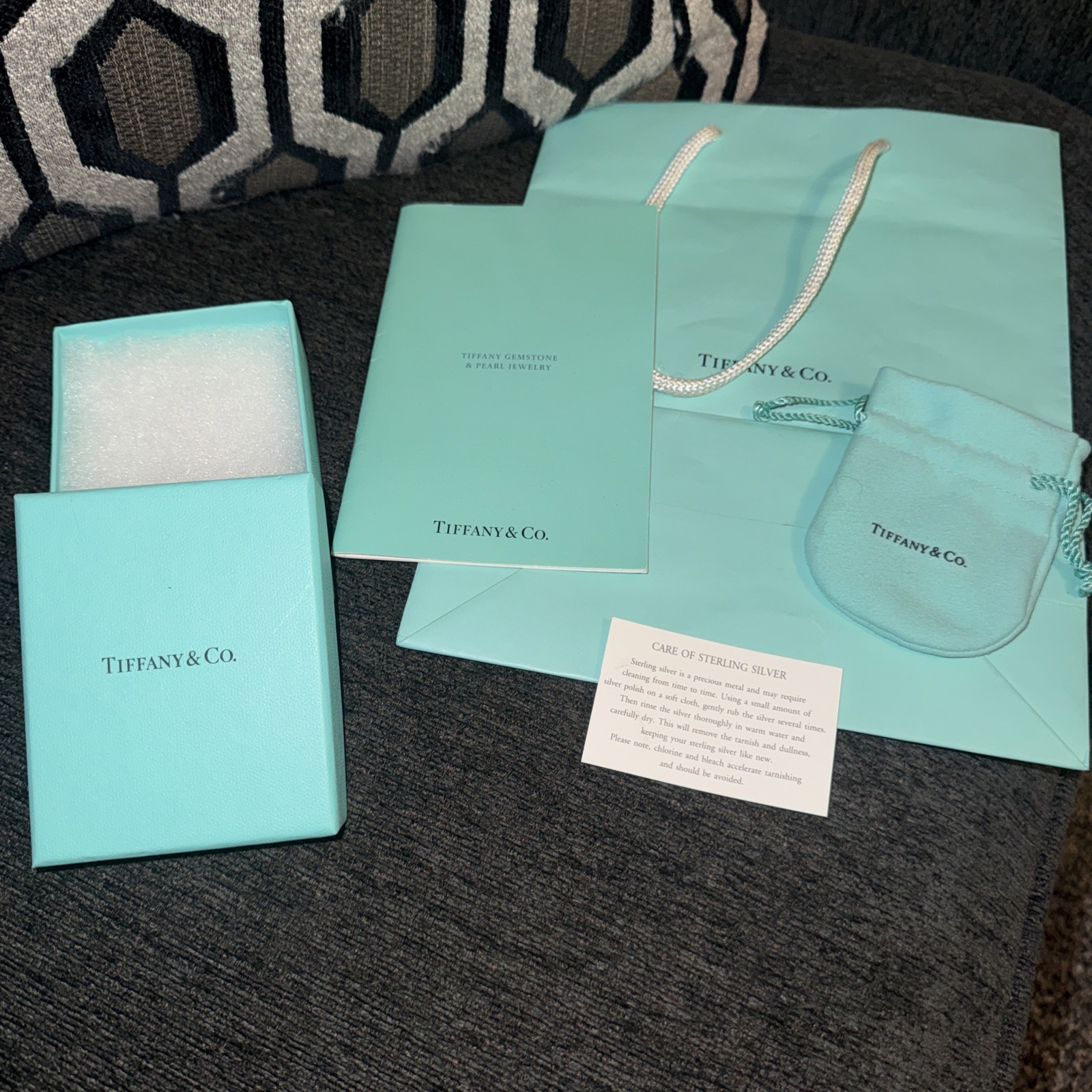 Tiffany & Co. Memorabilia 5 Piece Box, Booklet, Bag, And Card