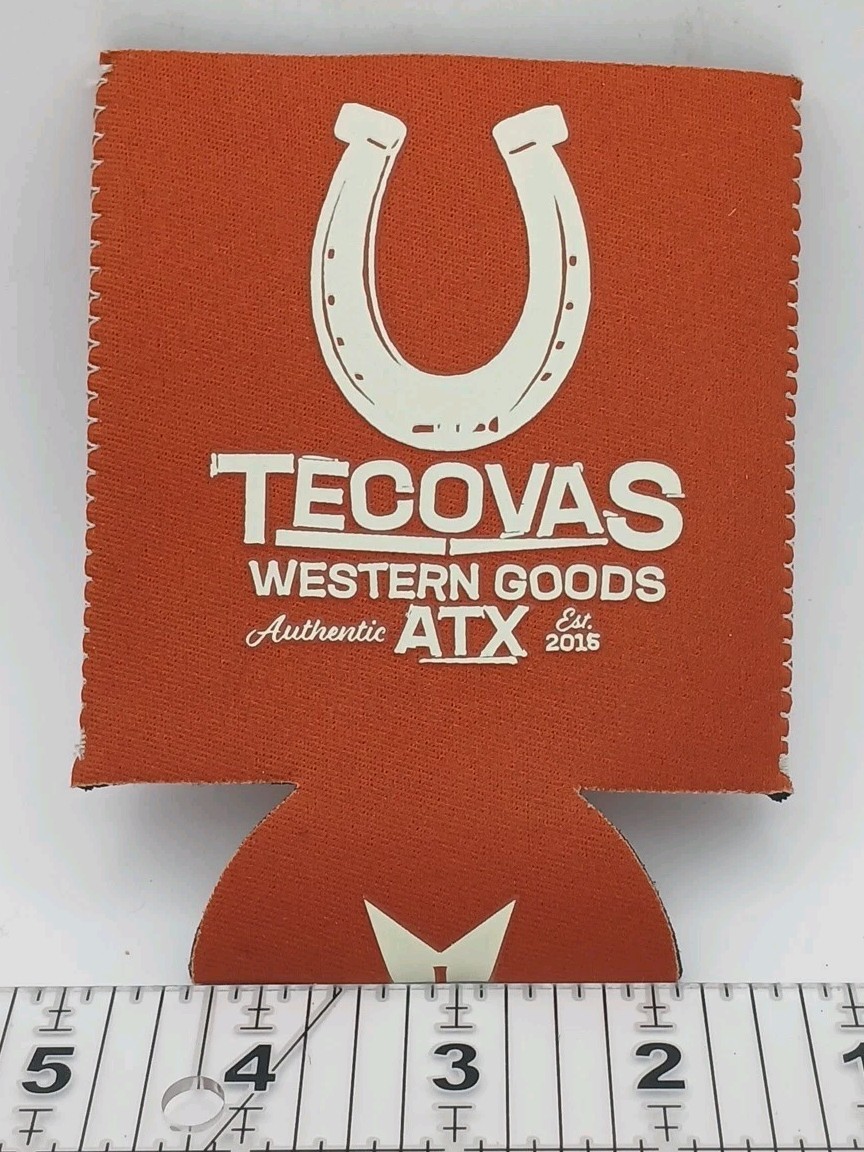 Tecovas Western Goods Authentic ATX Burnt Orange Can Insulator Sleeve Koozie
