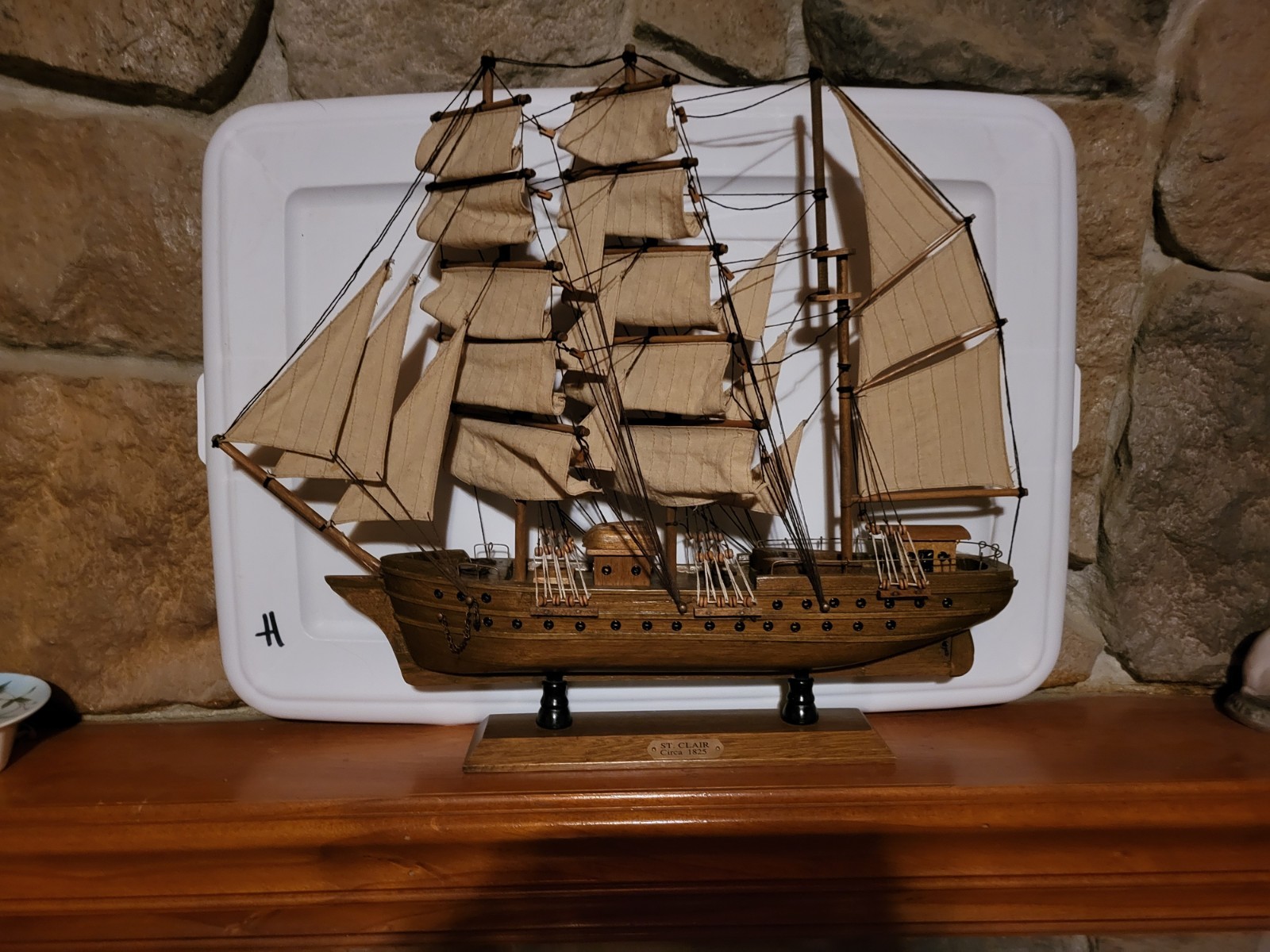 St. Clair Barque Model Ship Circa 1825 Wood Cloth 24 in. & Under