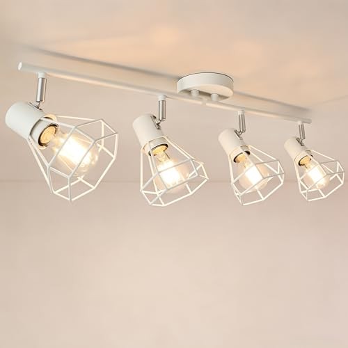  Track Lighting, White Farmhouse Ceiling Light Fixtures, Modern 4-Light