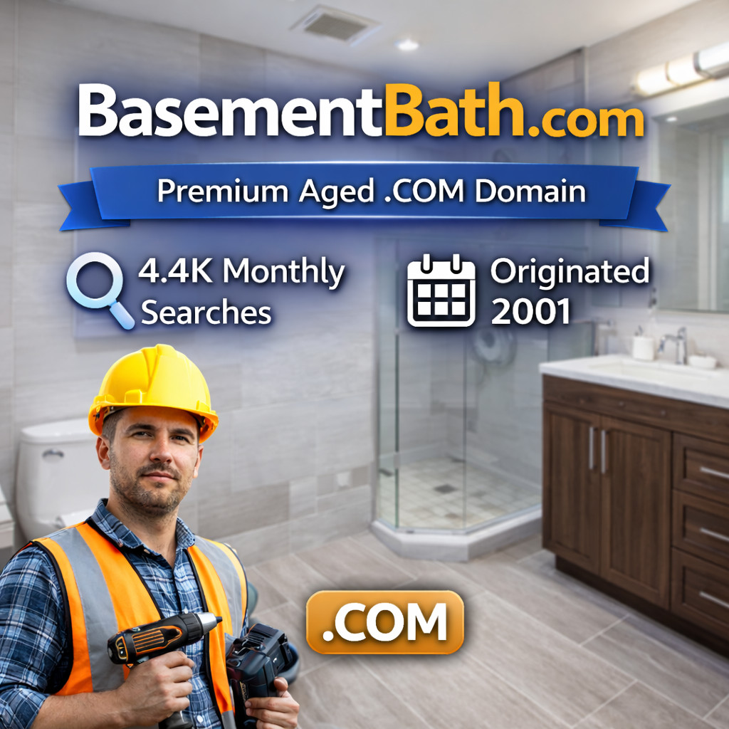 BasementBath.com Premium Aged .COM Originated 2001 Monthly Searches 4.4k +/-
