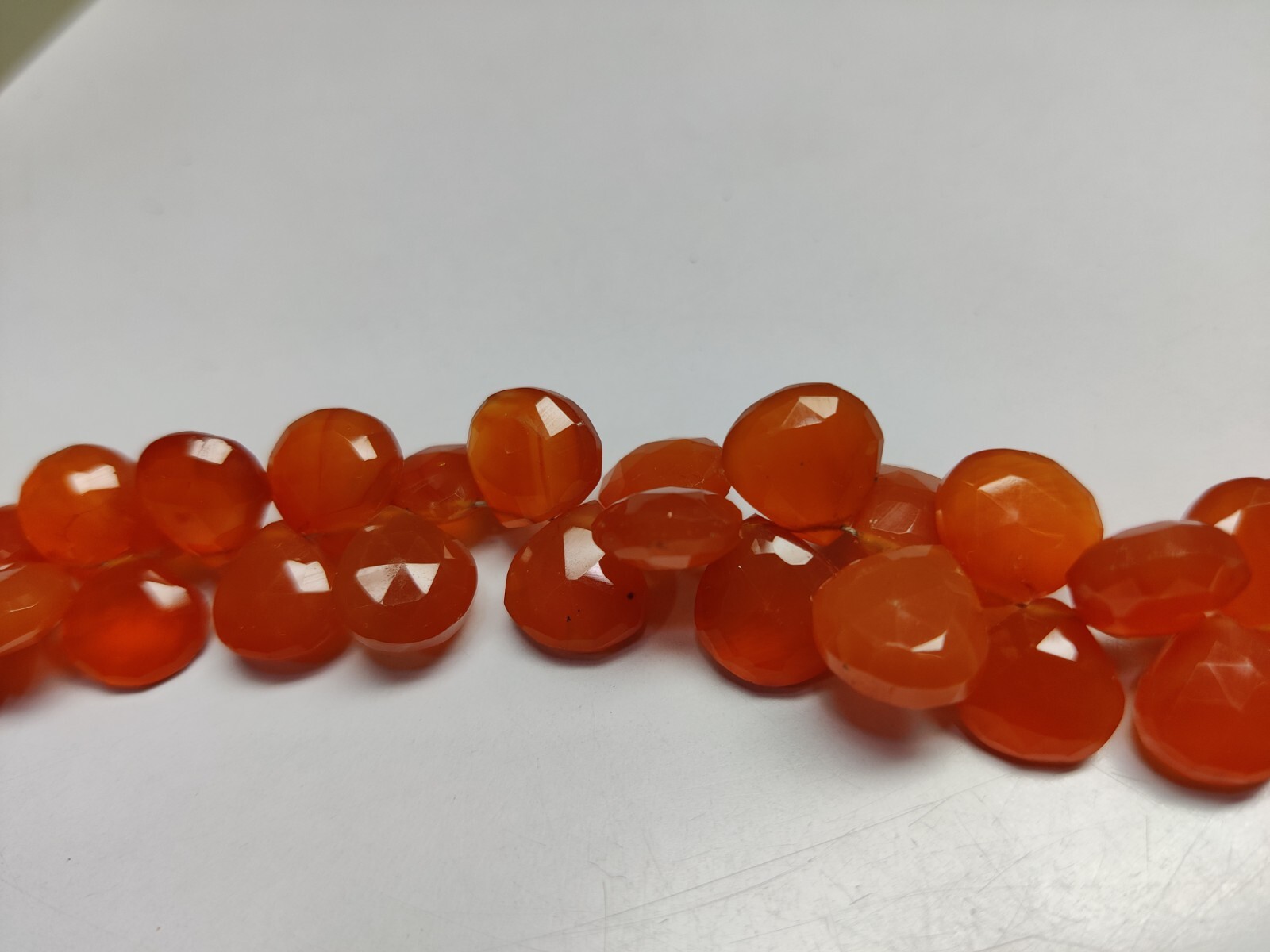 Carnelian  Heart Faceted 9.5-10 Mm Gemstone Beads 6" Strand