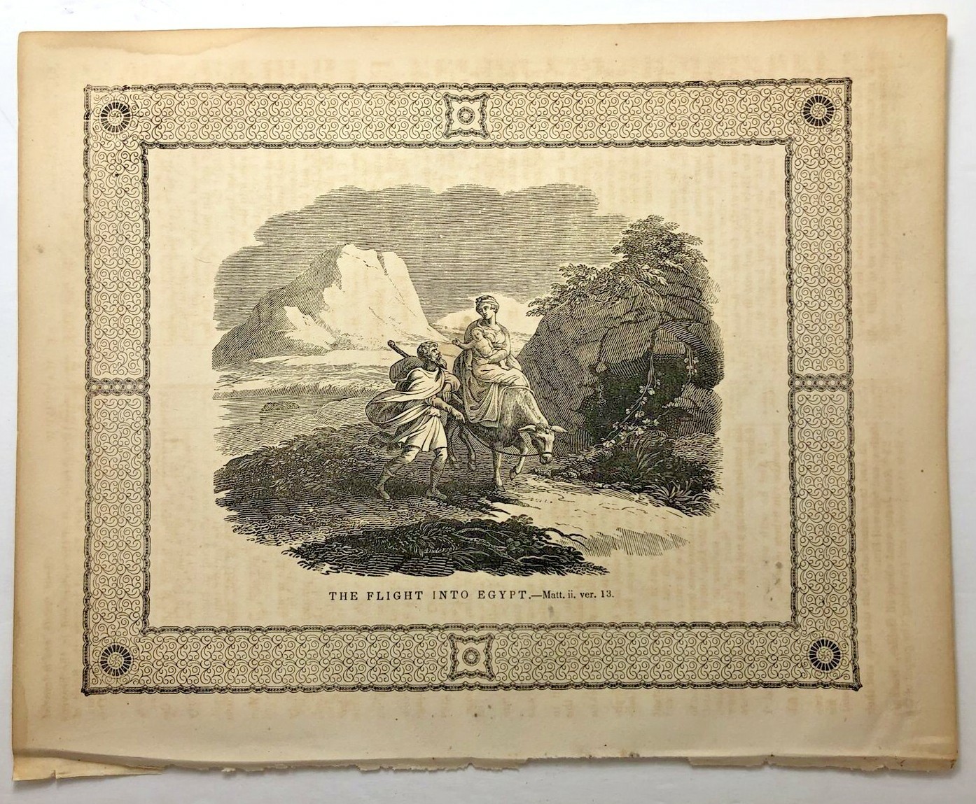 1887 - Vintage FLIGHT TO EGYPT Book Print from Antique 1800's Bible (8.5" x 11")