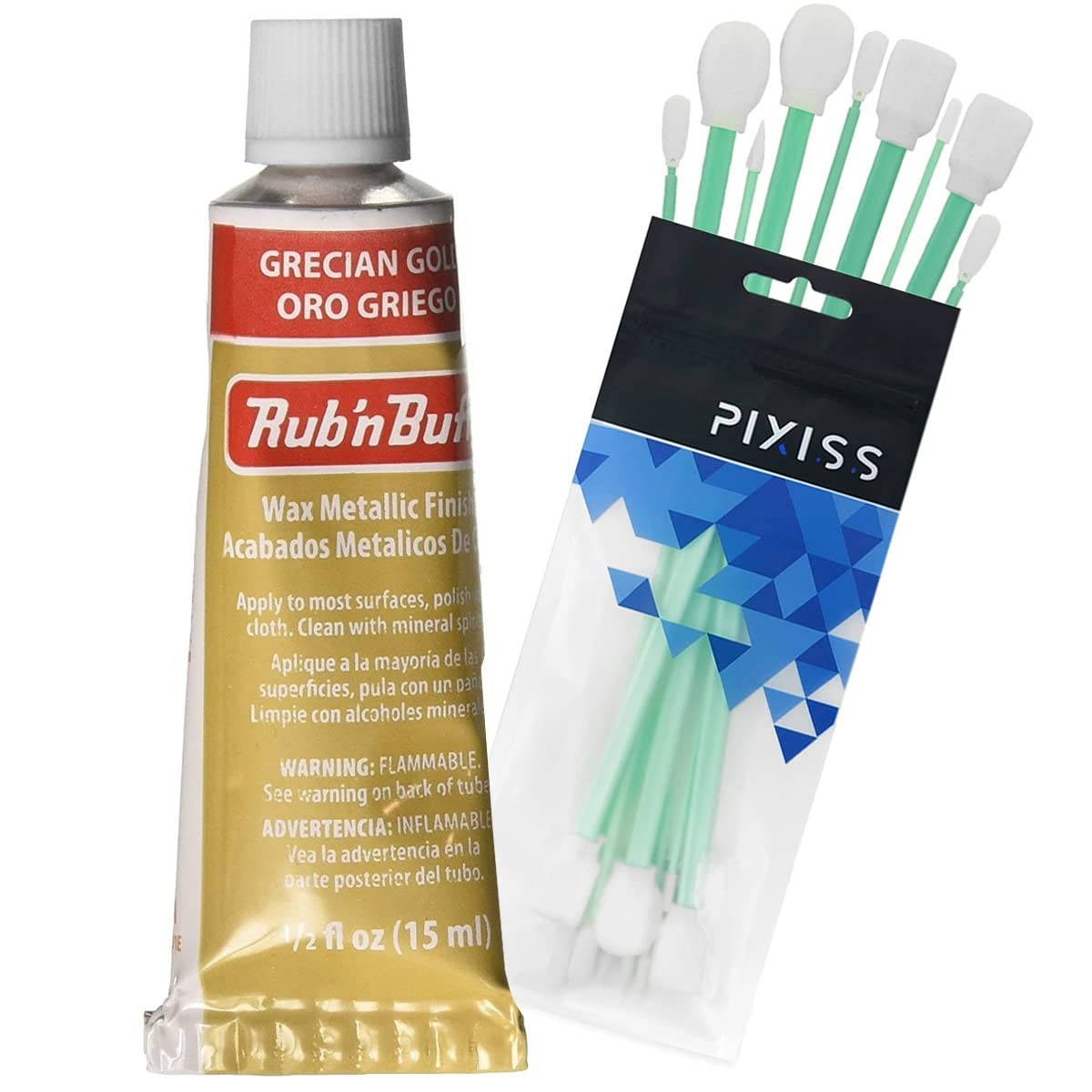 Rub n Buff Wax Metallic Grecian Gold 0.5oz with Pixiss Application Tools